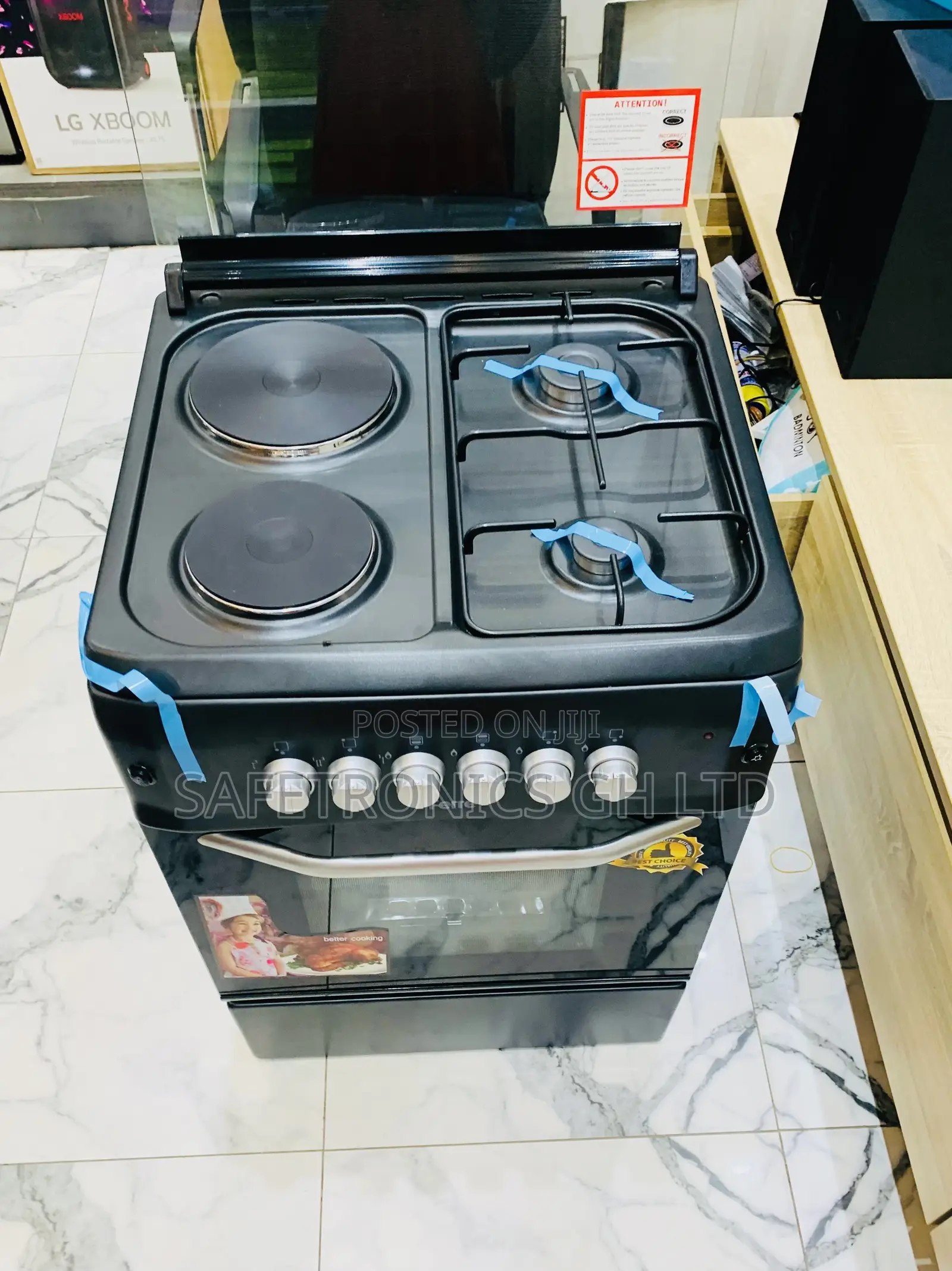 High Quality Sleek Black Gas Electric Cooker Oven 2-2 60-60