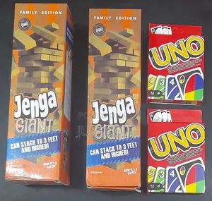 Two Uno Card Games Two Jenga Wooden Games.