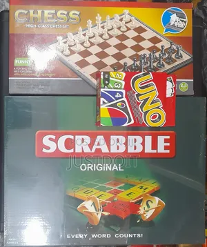 Scrabble + Uno + Chess Game Set