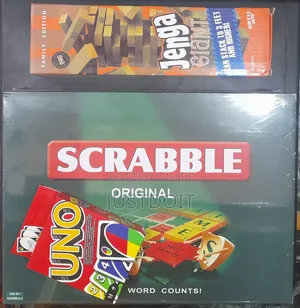 Jenga + Scrabble + Uno Game Pack