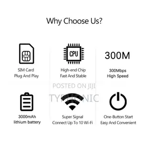 Wireless Mobile Router 5 G+ 300 MBPS Speed- All Networks. White