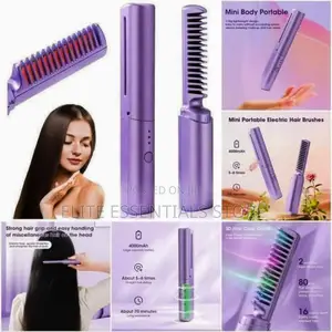 Cordless Portable Rechargeable Hot Comb Hair Straightener Brush