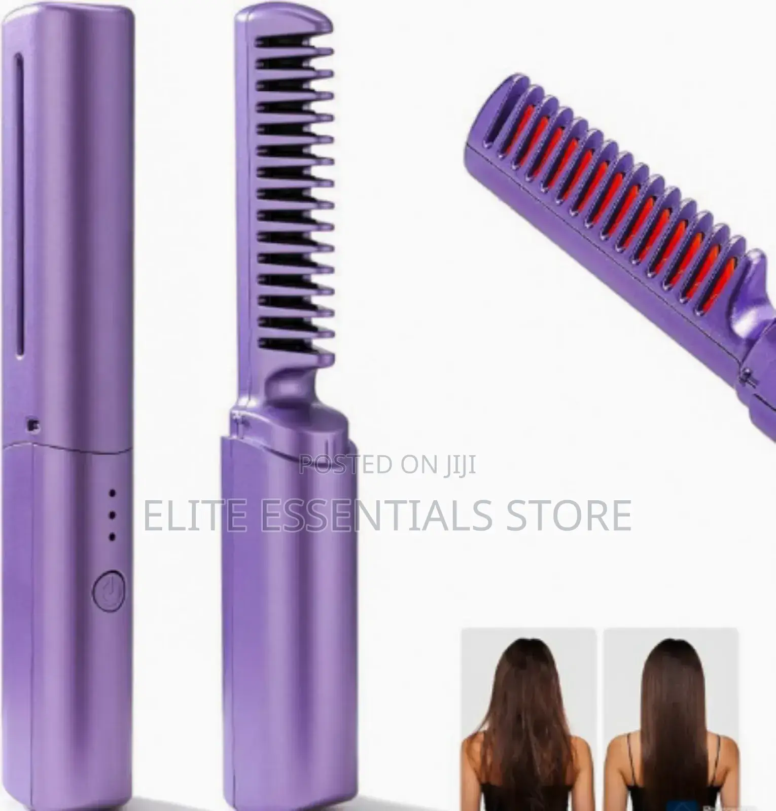 Cordless Portable Rechargeable Hot Comb Hair Straightener Brush