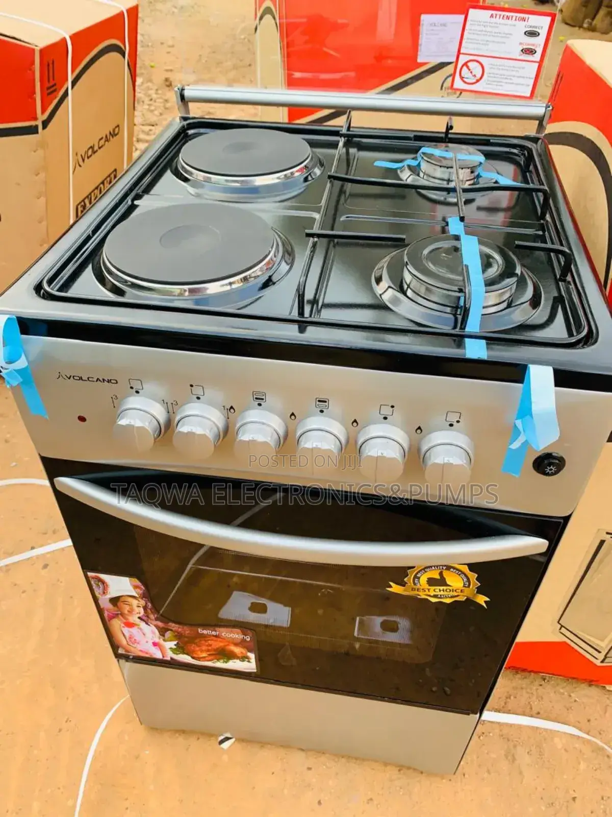 2 Gas - 2 Electric Plates 50x50 With Oven and Grill