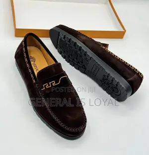 Versace Sued Loafers  Coffee Men Shoe