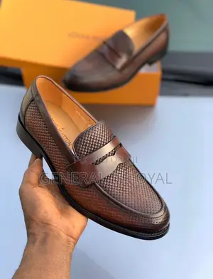 Louis Vuitton Men Dark Coffee Leather Shoe