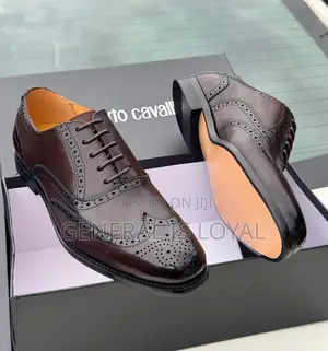 Roberto Cavalli Dark Coffee Men Leather Lace Shoe