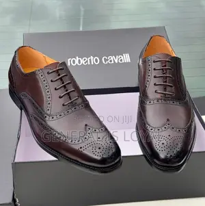 Roberto Cavalli Dark Coffee Men Leather Lace Shoe