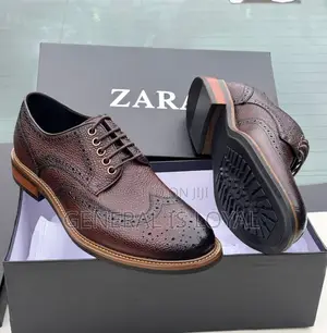 Zara  Derby Dark Coffee Men Leather Lace Shoe