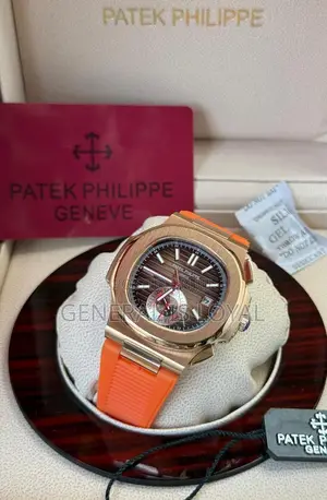 Patek Philippe Nautilus Chronograph Mens Orange Strap Watch