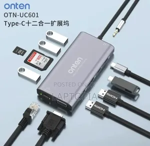 Onten Uc601 Usb-c Hub Dock Station – 12-in-1 ( 2hdmi Ports)