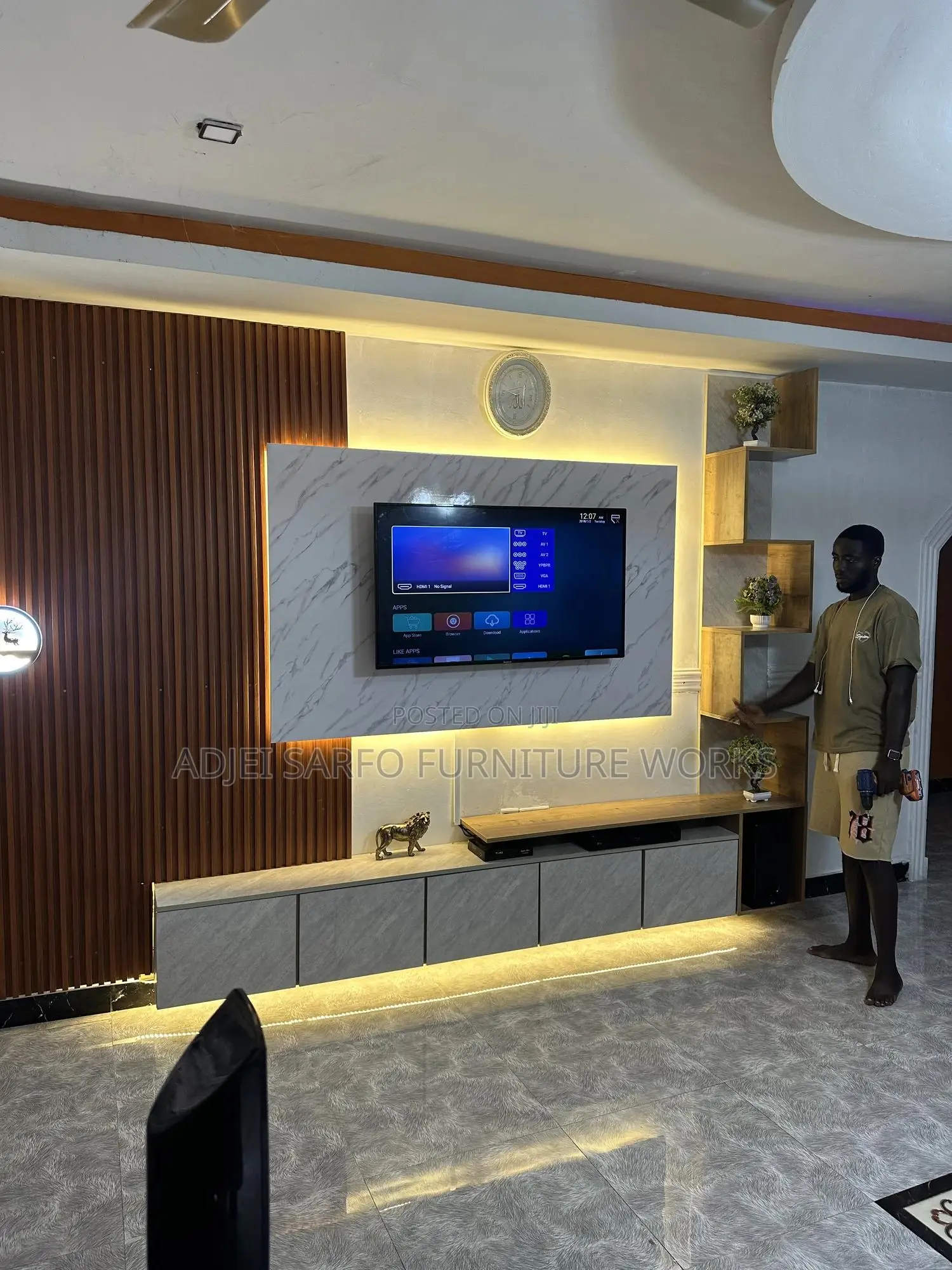 Original Modern Led Tv Stand With Led Tv Board and Wall Panels