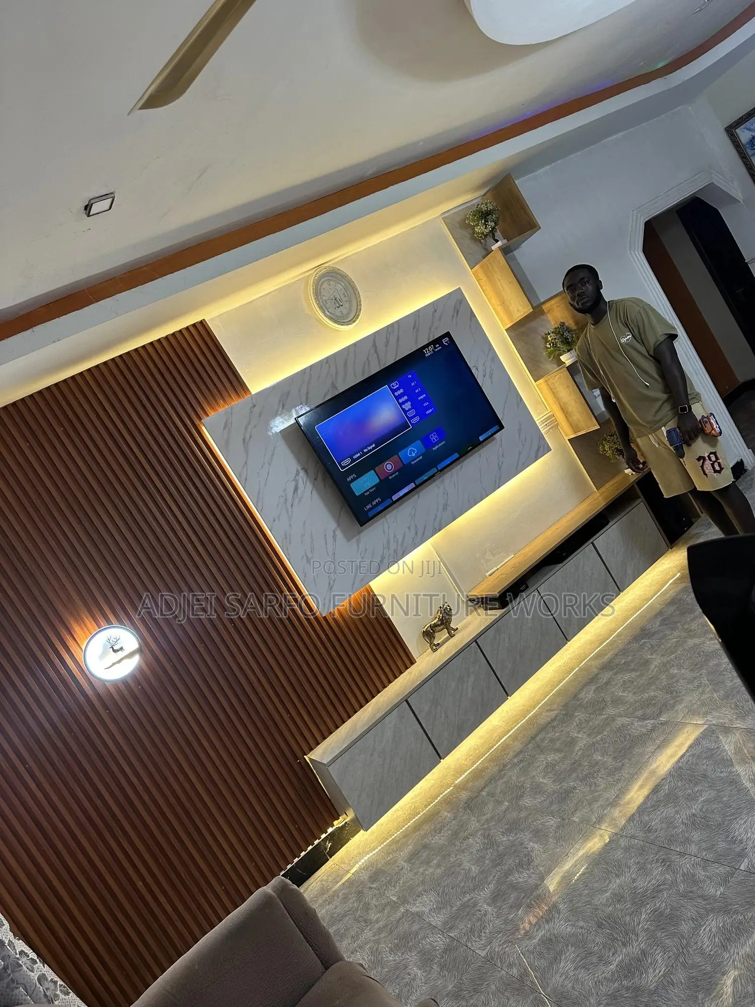 Original Modern Led Tv Stand With Led Tv Board and Wall Panels