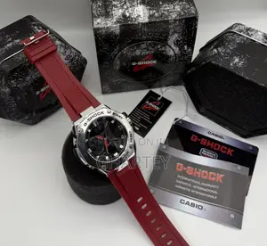 Casio G-Shock Analog-Digital Watch – Red Strap, Stainless Steel Bezel
