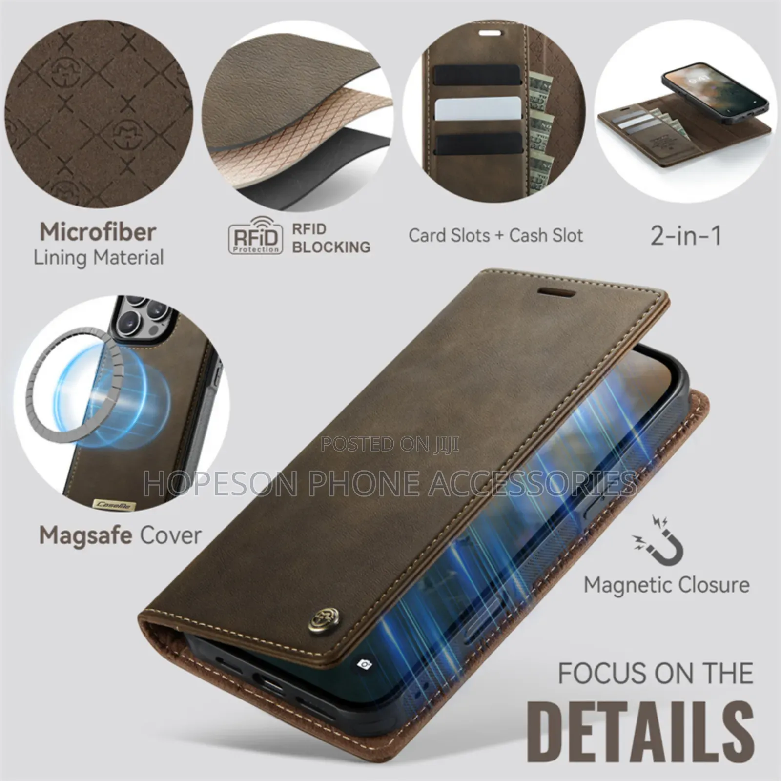 iPhone (2in1) Detachable High Quality Flip Leather Case With Wallet