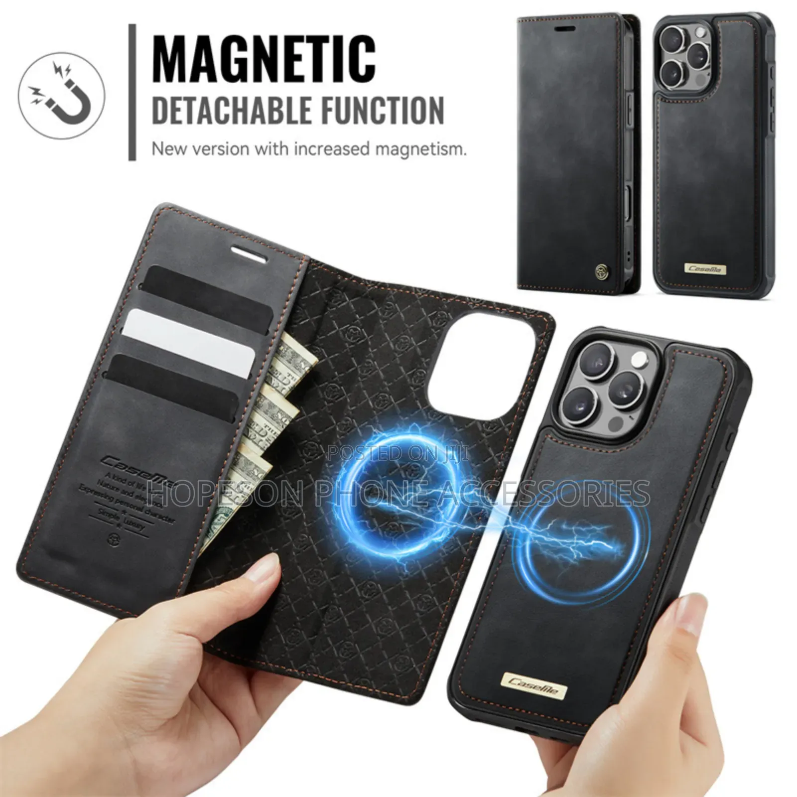 iPhone (2in1) Detachable High Quality Flip Leather Case With Wallet