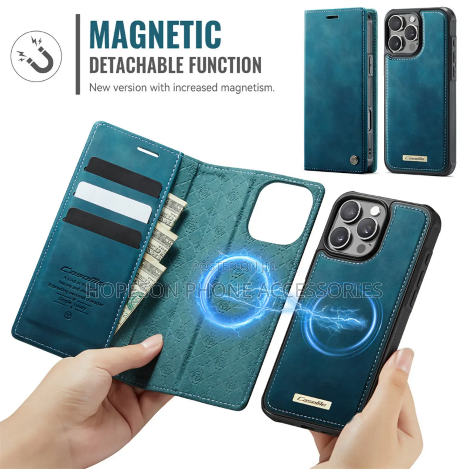 iPhone (2in1) Detachable High Quality Flip Leather Case With Wallet