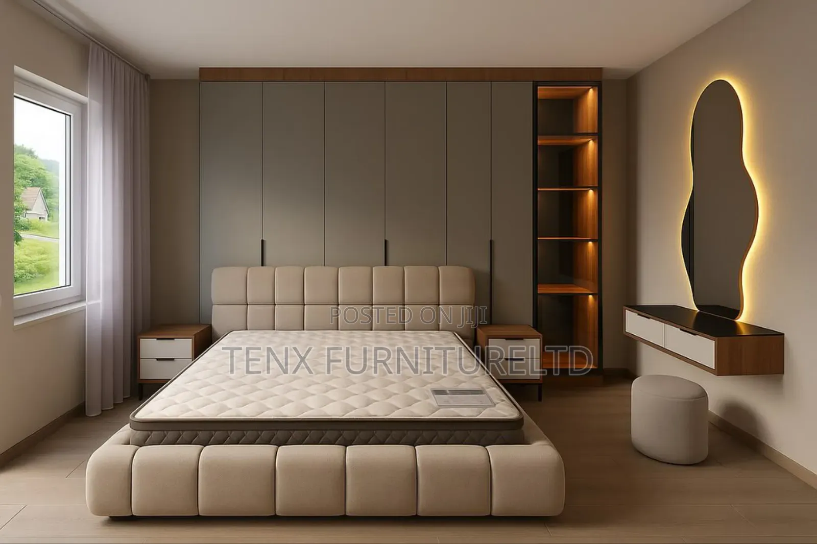 Bedroom Set With (Led Light in Wardrobe)