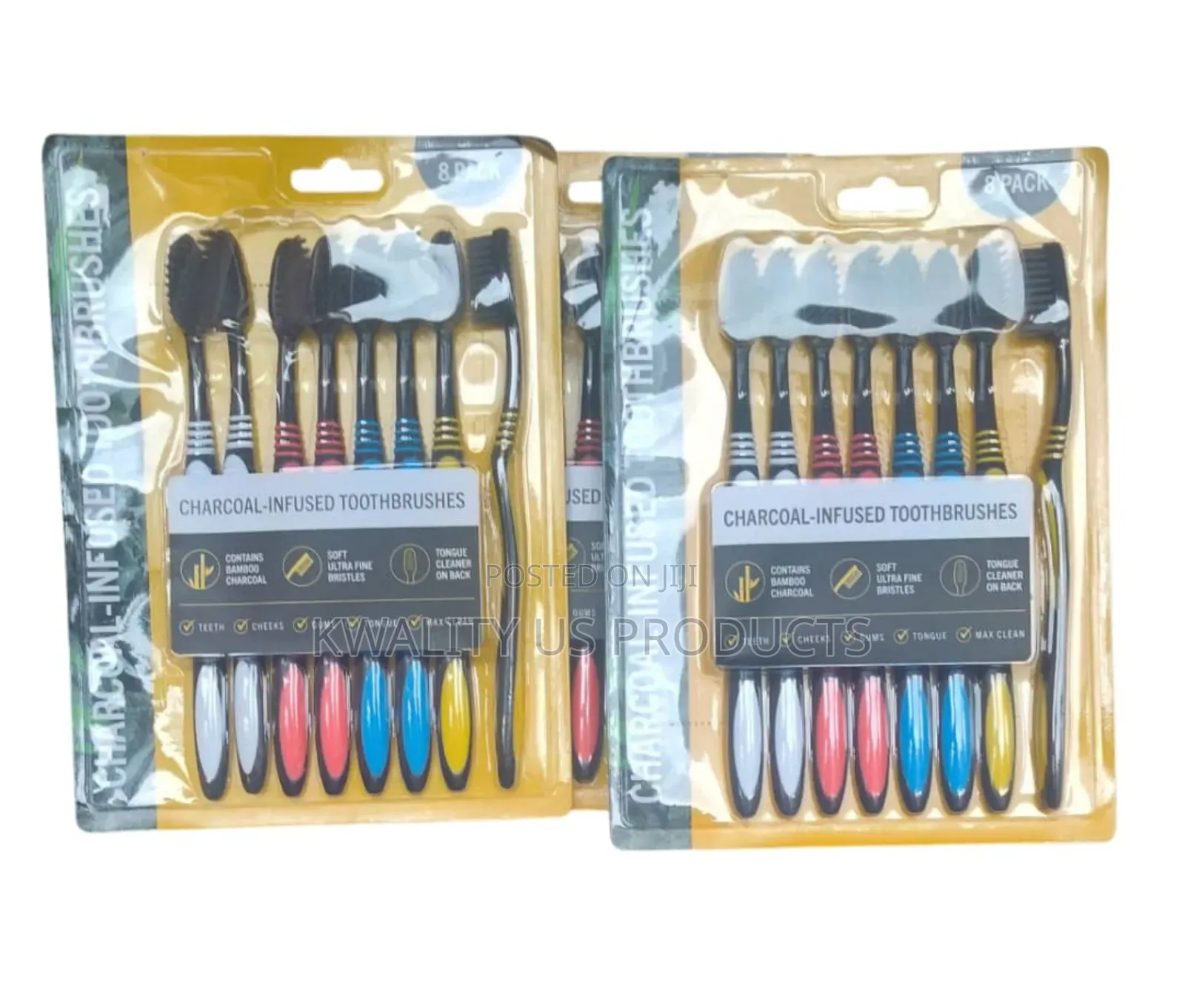 Charcoal-Infused Toothbrushes - 8 Pack