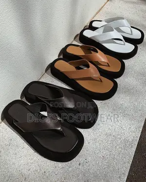 Plain Leather Female Slippers
