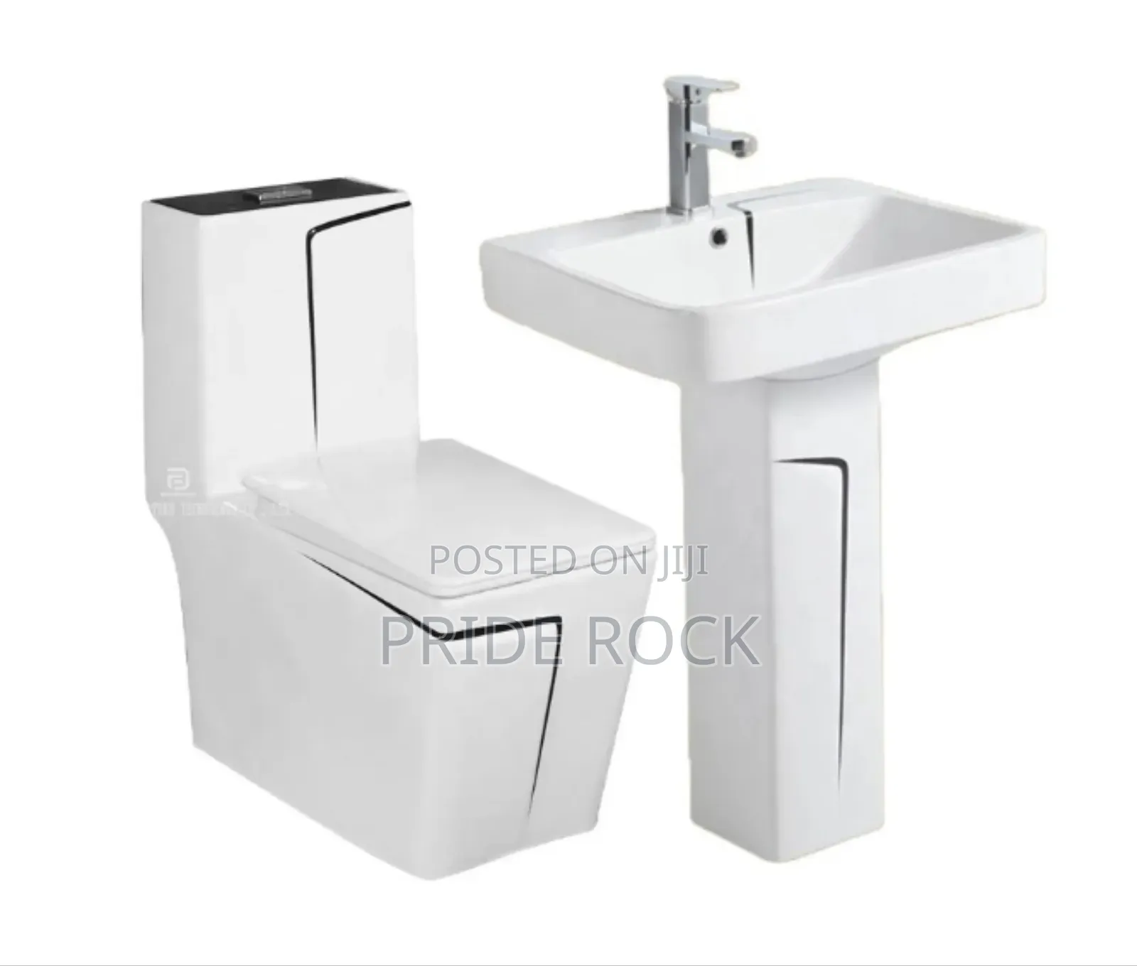 Water Closet With Basin And Mixture Tap(White And Black)