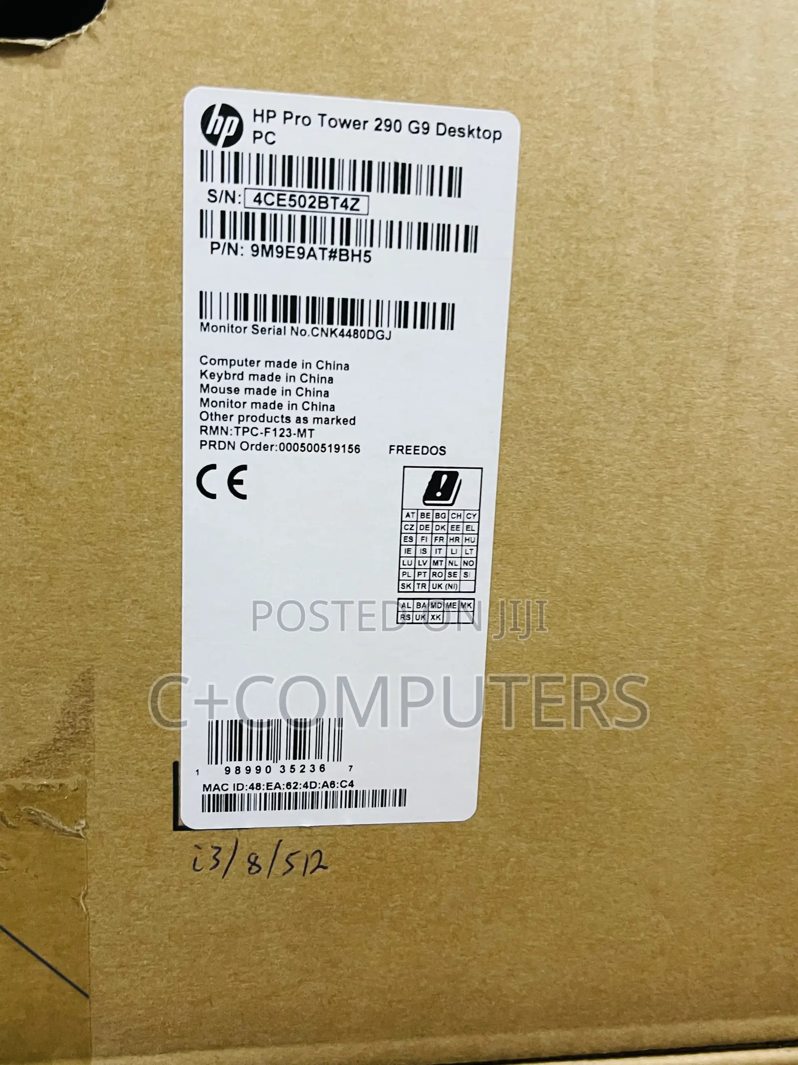 New Desktop Computer HP 290 G9 8GB Intel Core i3 SSD 512GB