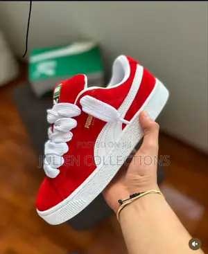 Puma Suede Big Lace Xl Red and White
