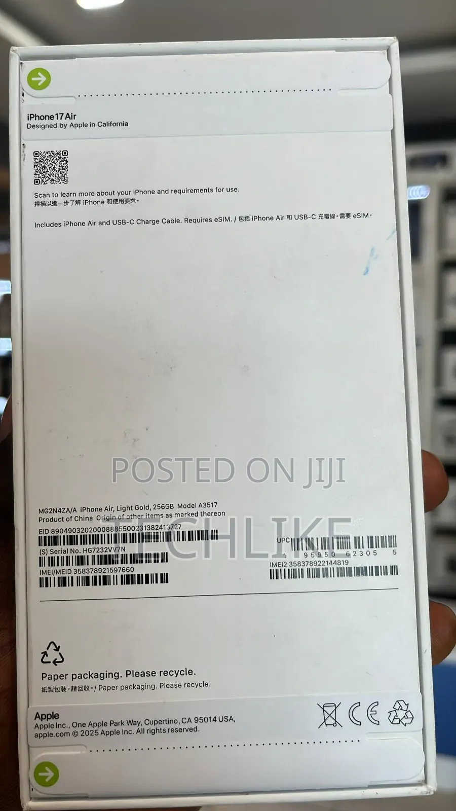 New Apple iPhone Air 256 GB Silver