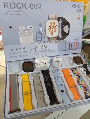 Rock-002 Smartwatch Combo for Couples, 2 Smart Watches, 2 Airpods