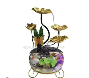 Indoor Metal Tabletop Water Fall With Aquarium