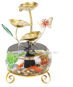 Indoor Metal Tabletop Water Fall With Aquarium
