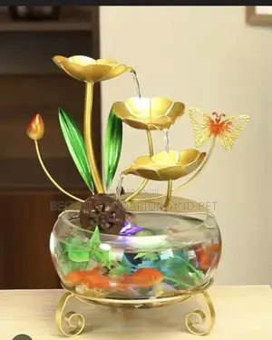 Indoor Metal Tabletop Water Fall With Aquarium