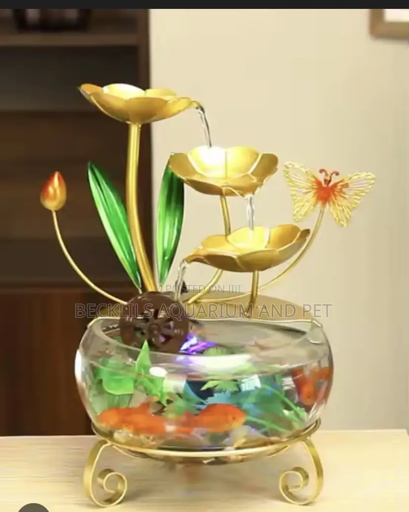 Indoor Metal Tabletop Water Fall With Aquarium
