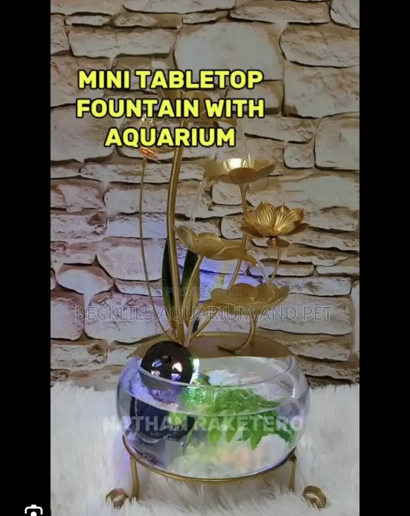 Indoor Metal Tabletop Water Fall With Aquarium