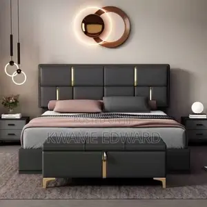 Queen Size Bed With Two Nightstand and Ottoman