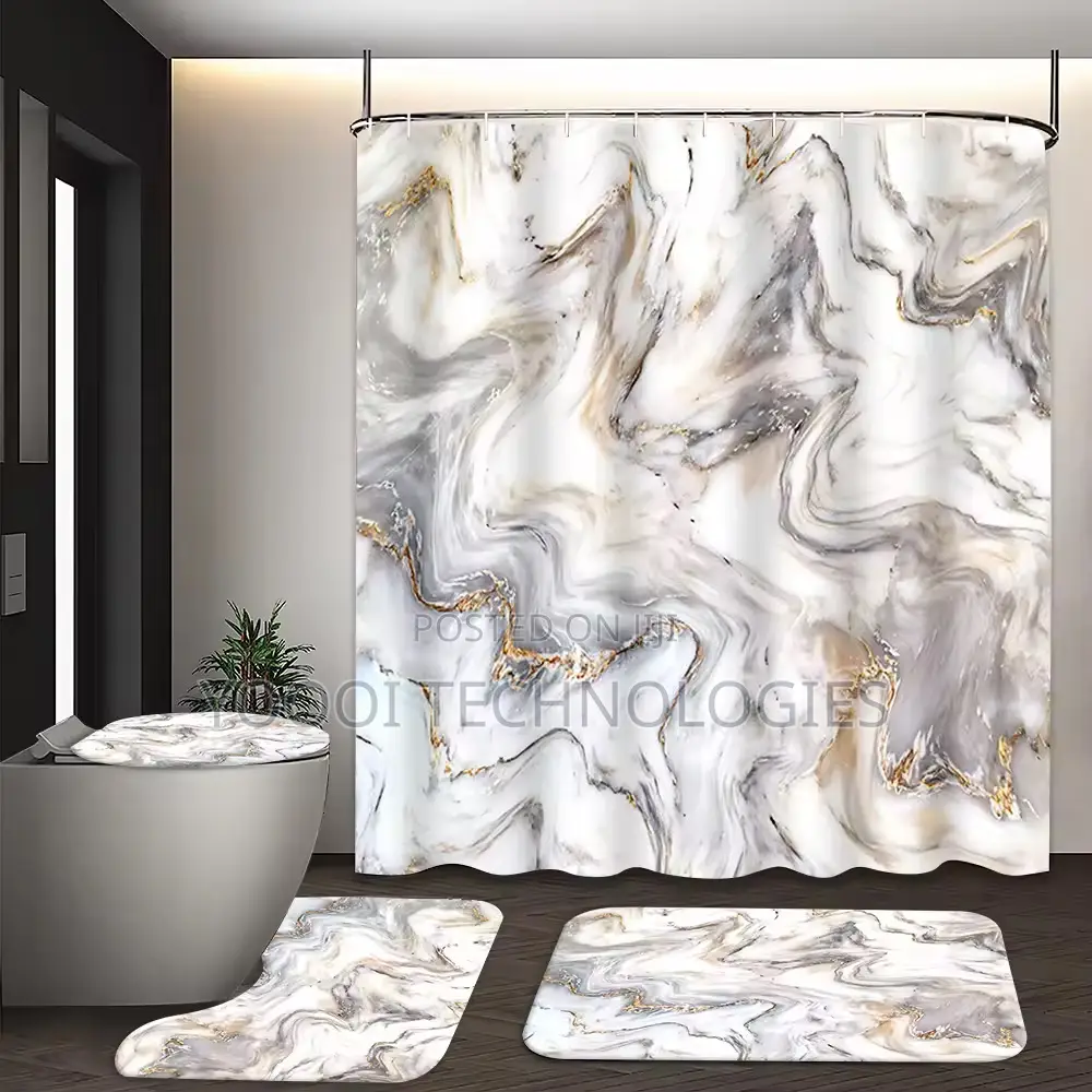 Mordern 4pcs Shower Curtains Mat Set