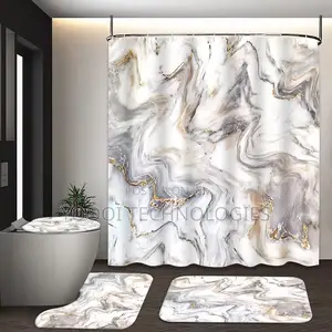 Mordern 4pcs Shower Curtains Mat Set