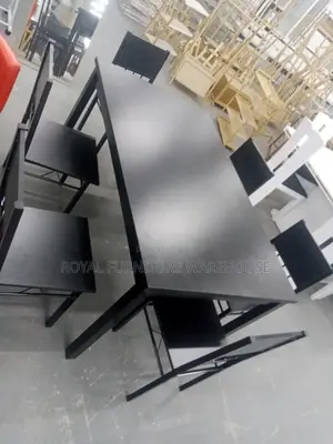 Original 6 Seater Black Wooden Dining Set