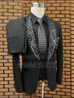 Quality Black Tuxedo Men Suit With Stones Design From Turkey
