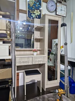 Double Mirrors Dresser With Side Wardrobe