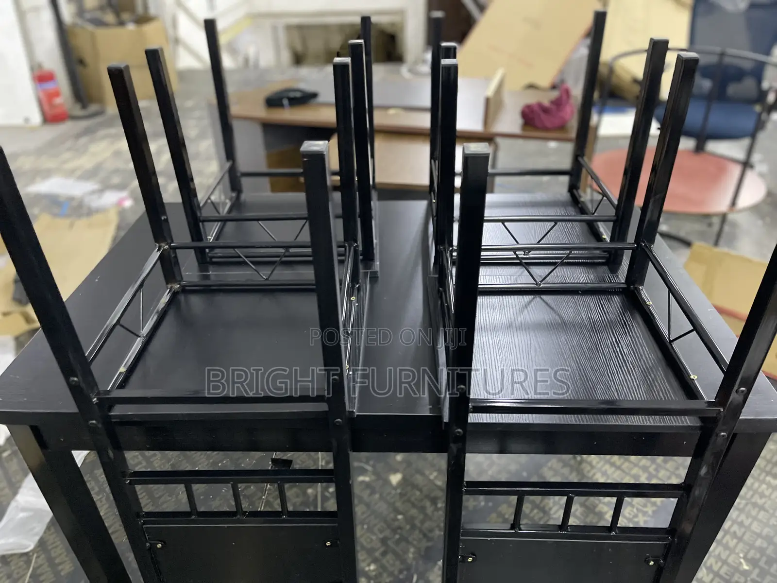 Table With 4 Seats ( Wooden and Black in Color)