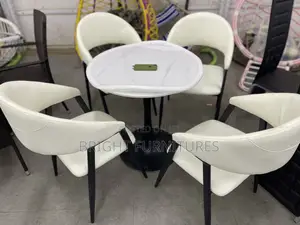 Coffee Table With Strong 4 Leather Chairs Available