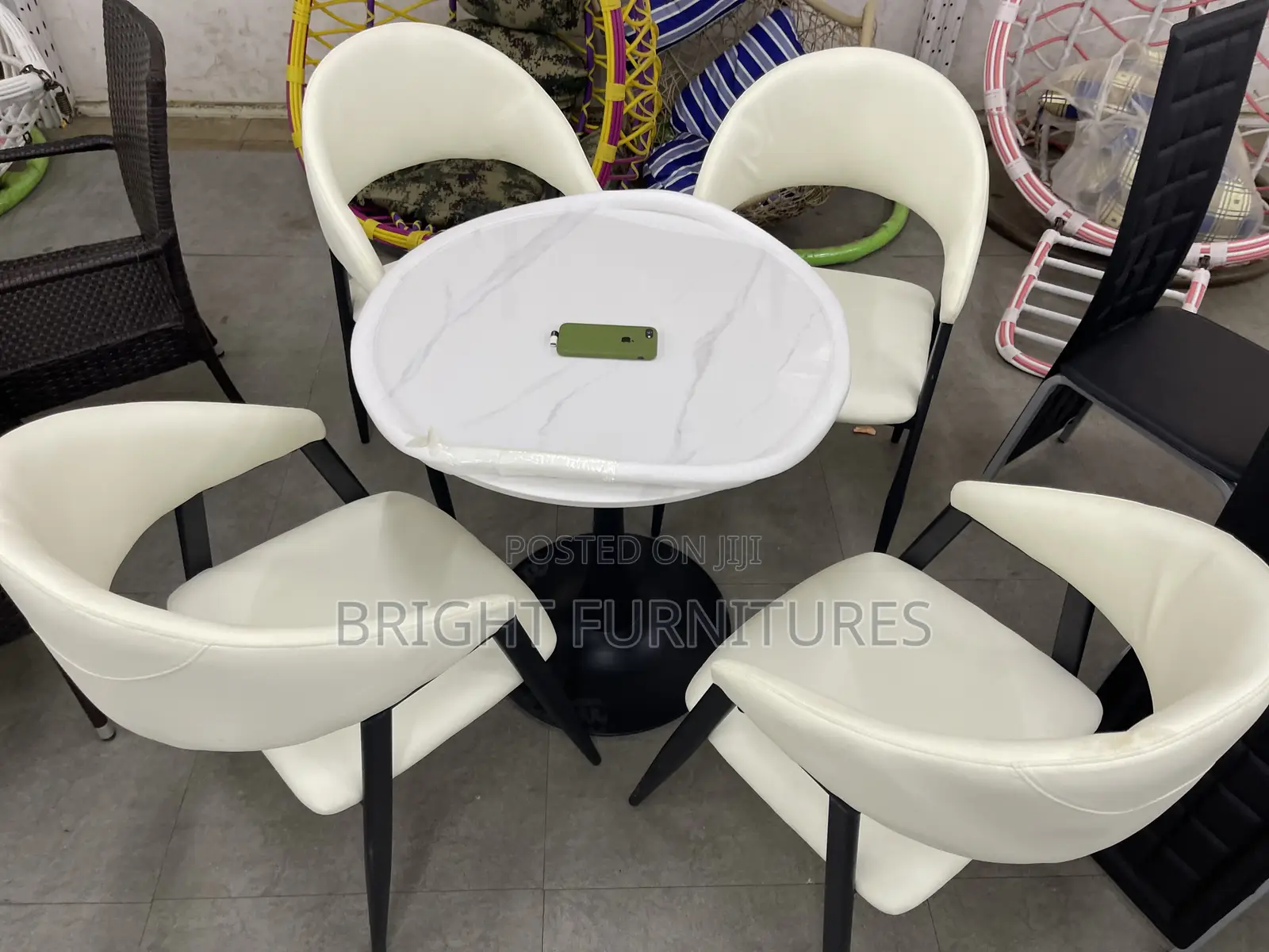 Coffee Table With Strong 4 Leather Chairs Available