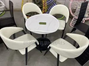 Coffee Table With Strong 4 Leather Chairs Available