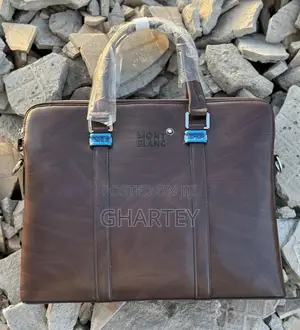 Montblanc Classic Brown Leather Briefcase Luxury Laptop Bags