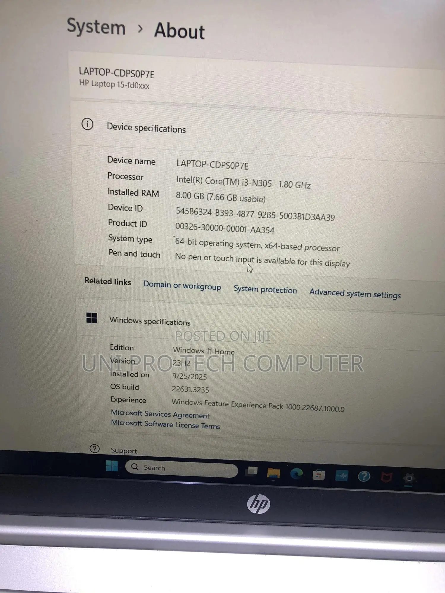 Laptop HP 15-Da2933nia 8GB Intel Core I3 SSD 256GB