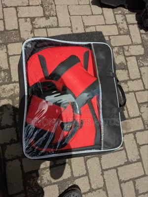 Black and Red Leather Seat Cover With Steering Wheel Cover