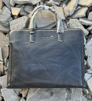 Montblanc Luxury Bold Men Leather Briefcase - All Black