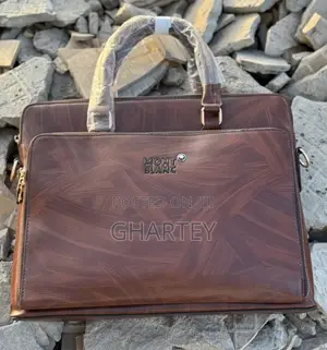 Unique Design Montblanc Leather Briefcase or Laptop Bag Brown