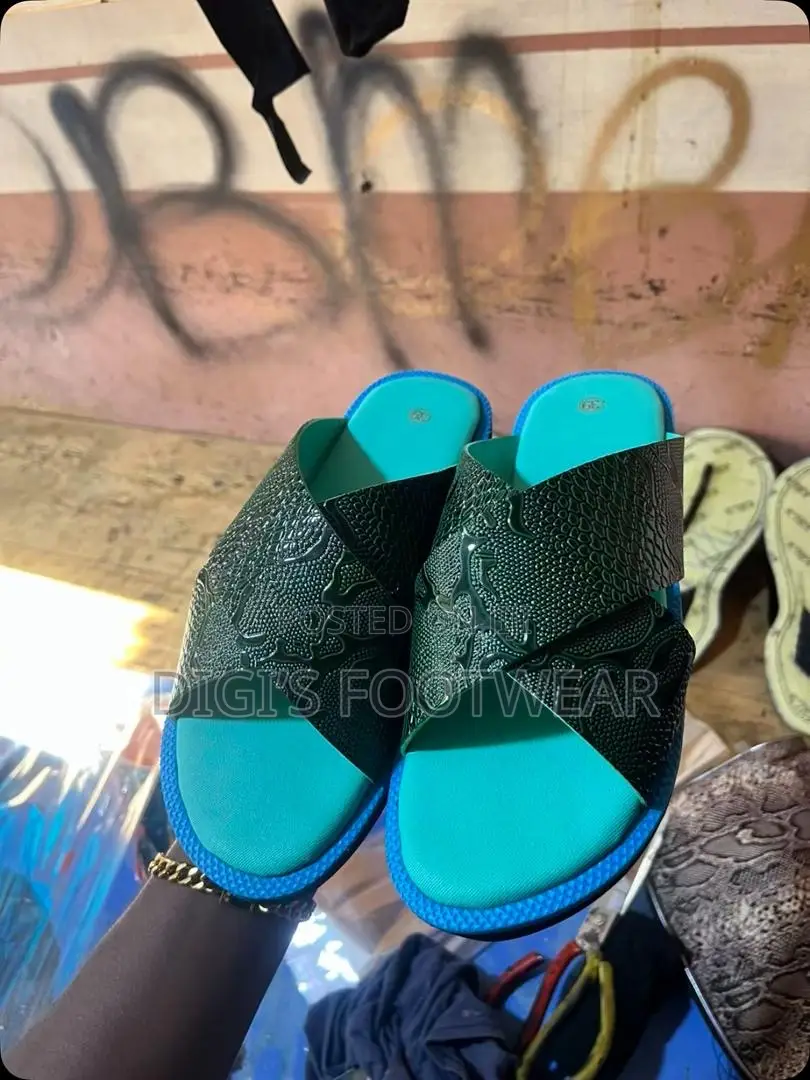Green Croc Silk Leather Slipper